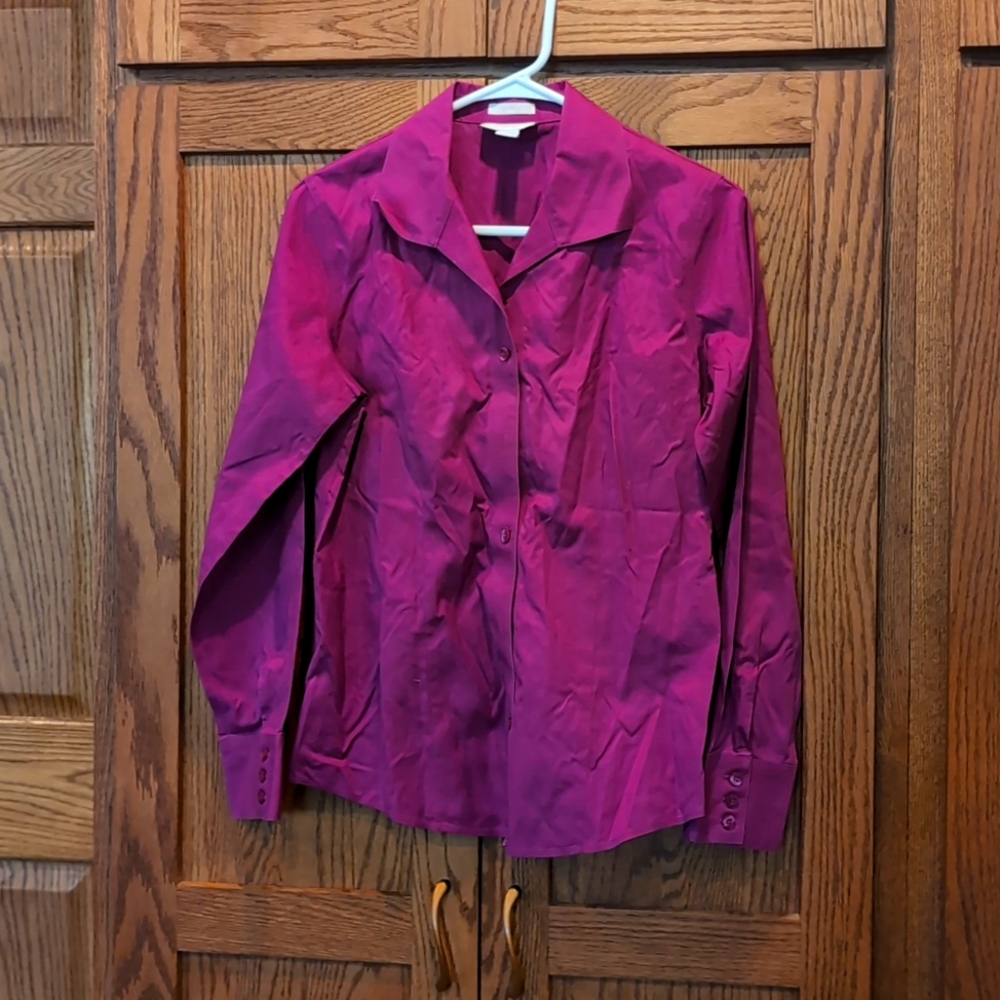 Magenta button down blouse